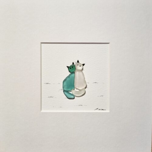 Katzen In Türkis/Weiß