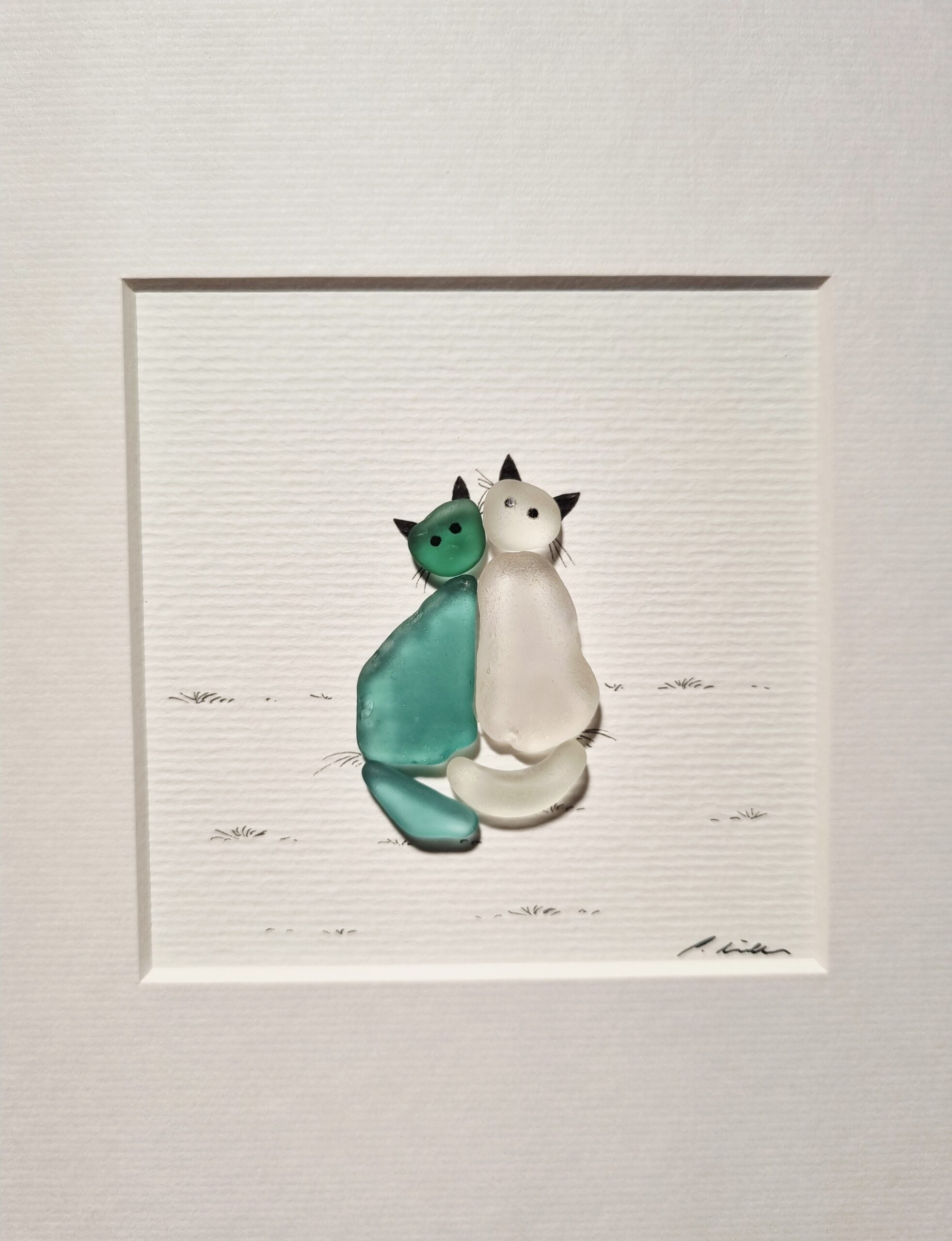 Katzen In Türkis/Weiß – Bild 2