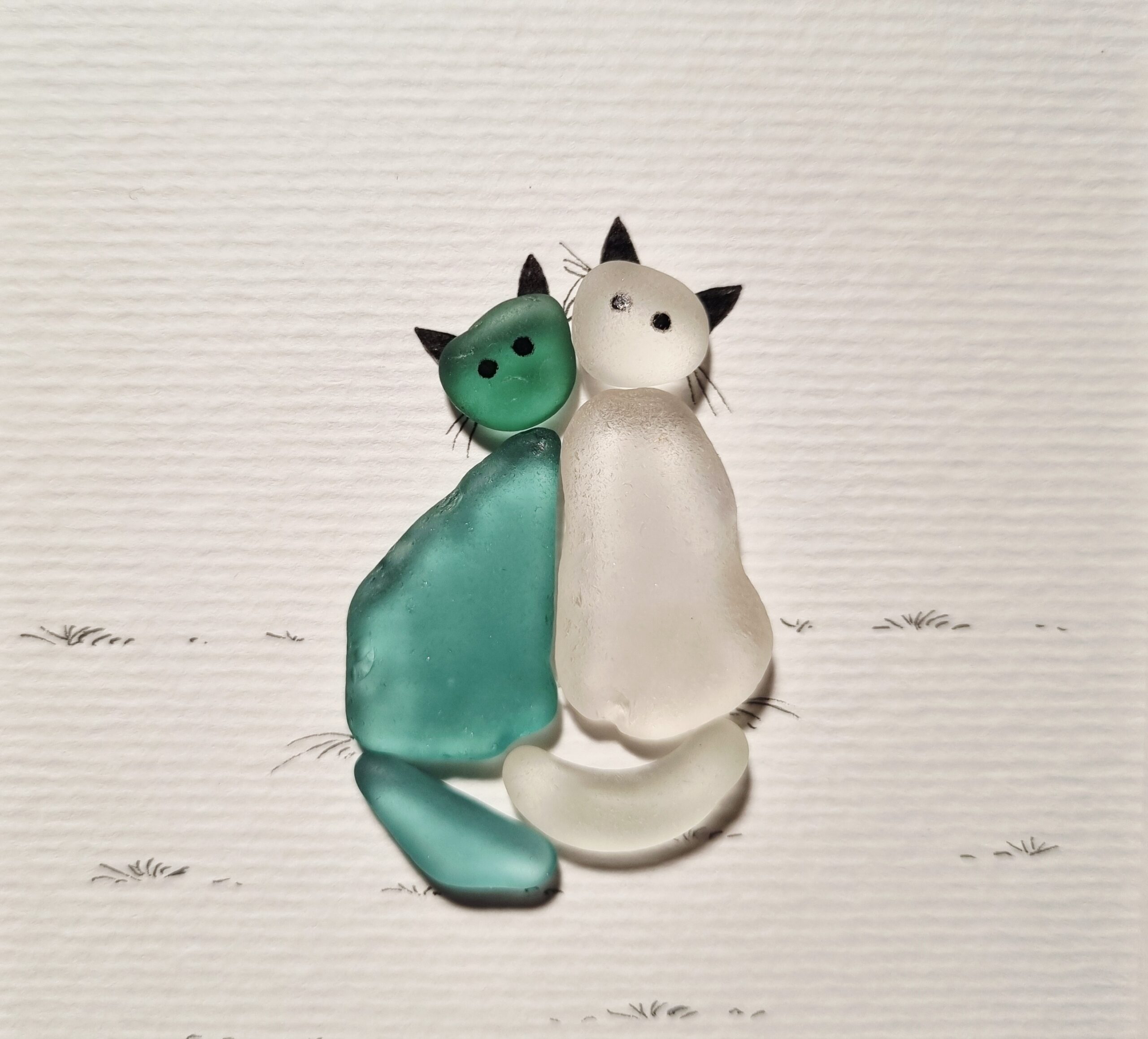 Katzen In Türkis/Weiß – Bild 3